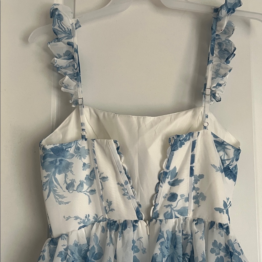 Blue Floral Tiered Maxi Dress - Picture 12 of 12